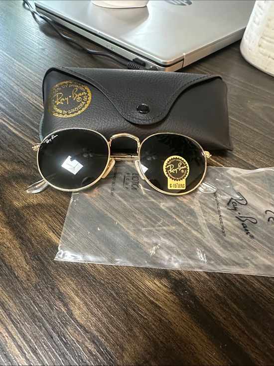 Ray-Ban Accessories - Ray-Ban Gold Frame Sunglasses with Black Lenses RB 3447